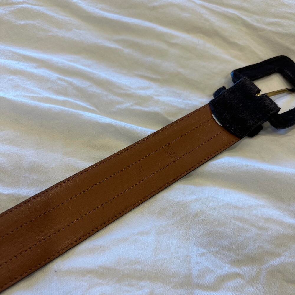 Lauren Ralph Lauren Women’s M Chocolate Brown Suede Leather Belt Chunky Vintage - Picture 2 of 6